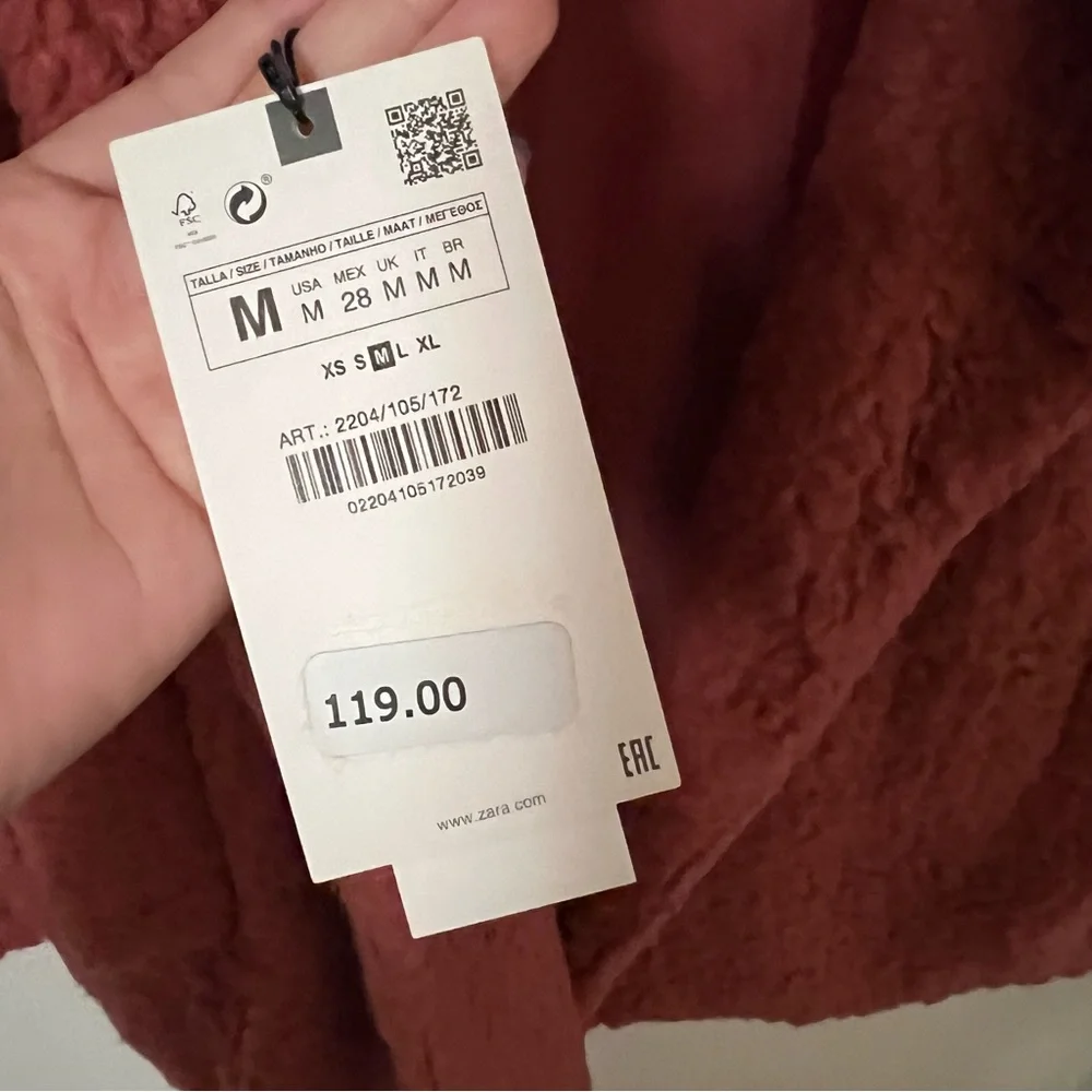Zara Fleece Coat Marsala - Picture 5 of 9